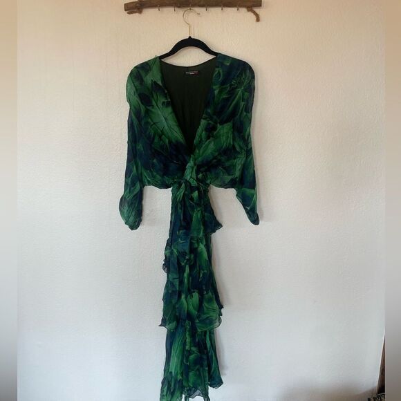Silk green maxi dress - Picture 6 of 8